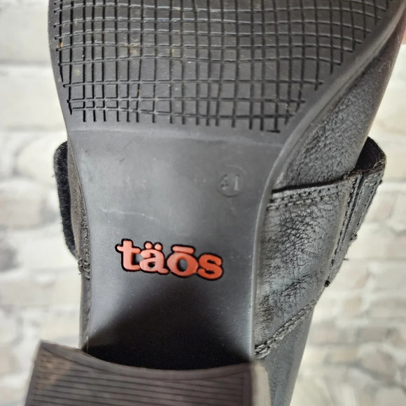 Taos  Black Leather Mary Jane Shoes Stacked Heel Size 41 - Picture 15 of 16